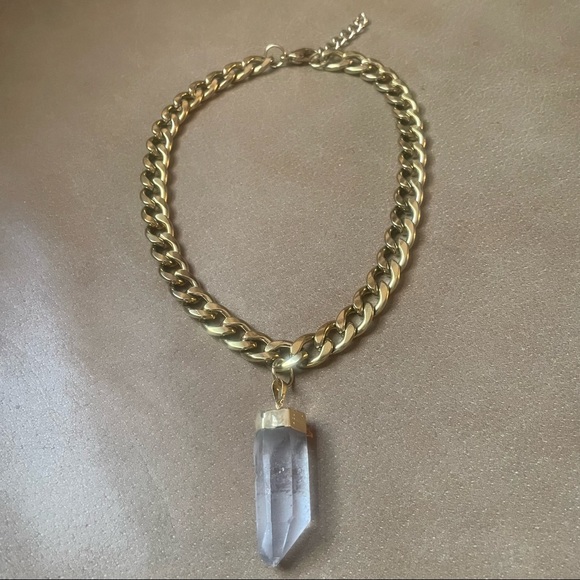 💎 Quartz crystal chunky curb chain necklace - Picture 5 of 11